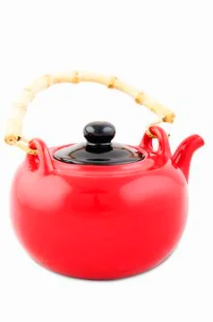 Red tea kettle Stock Photos