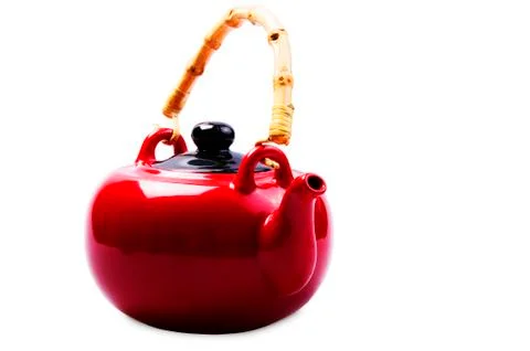 Red tea kettle Stock Photos
