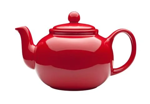 Red teapot with a clipping path Stock Photos