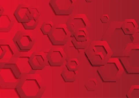 Red tech paper hexagons abstract background Stock Illustration