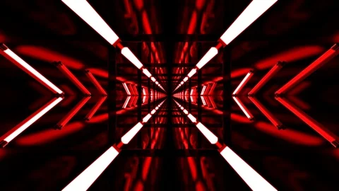 Red Technological Loopable Abstract Disco Tunnel Stock-Footage 107820666