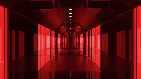 Red Technological Loopable Abstract Disco Tunnel Stock Footage 107849506