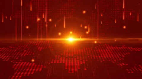 Red technology background showing global network and big data transfer Stock Footage 282785724