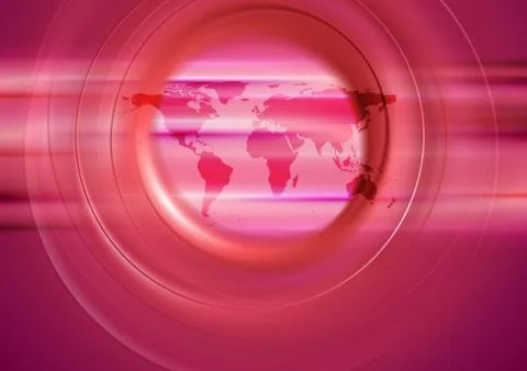Red technology background with world map Stock Illustration