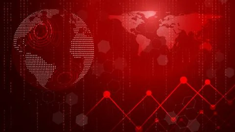 Red technology circle and computer science abstract background. Business and  Stock Illustration