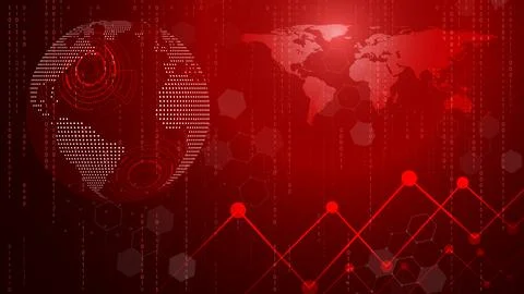 Red technology circle and computer science abstract background. Business an.. Stock Illustration