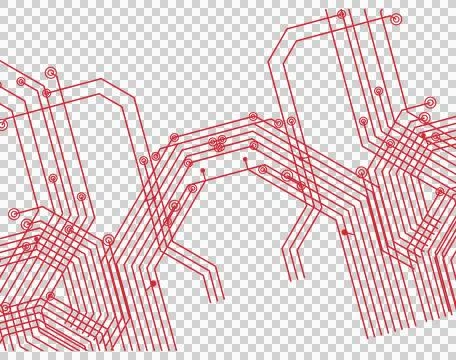 Red technology circuit pattern transparent PNG Stock Photos