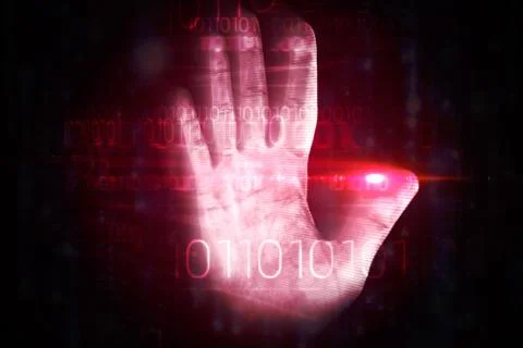 Red technology hand print design イラスト素材