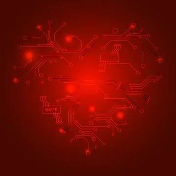 Red technology heart イラスト素材