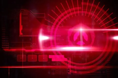 Red technology interface with light Illustrazione stock