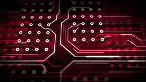Red Technology Looped Background with Circuit Board Looped Animation 스톡 동영상 154543001