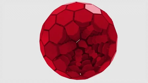 Red Technology Sphere Unfolding On Transparent background Stock Footage 244519106