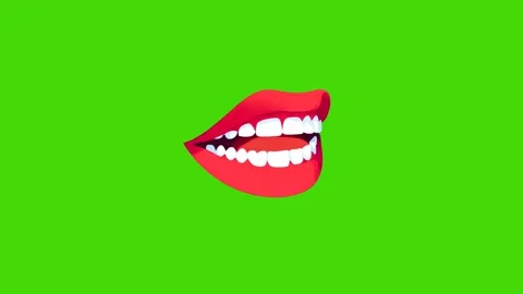 Red teeth with white teeth isolated on green background Stock Footage 287340893