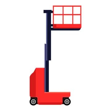 Red telescopic handler is lifting cargo on white background Stock Illustration
