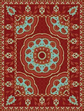 Red template for carpet. Stock Illustration