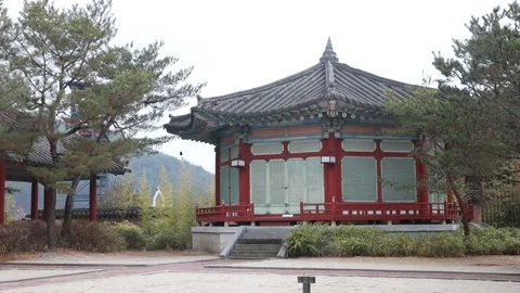 Red temple view in the forest Video stock 305817987