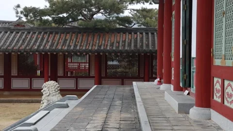 Red temple view in the forest Video stock 305818051