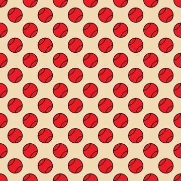 Red tennis ball seamless pattern on soft orange background Stock Illustration