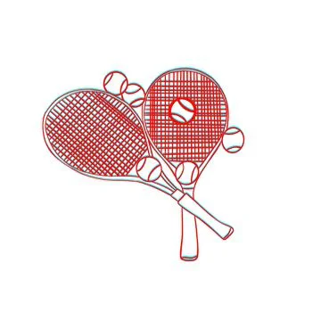Red tennis rackets with balls Stock Illustration