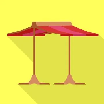 Red tent icon, flat style Stock Illustration