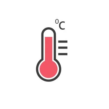 Red termometer icon on white background eps 10 Stock Illustration