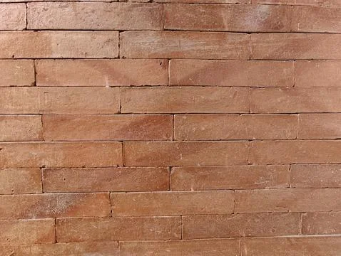 Red terracotta brick wall texture background, neat horizontal pattern Stock Photos
