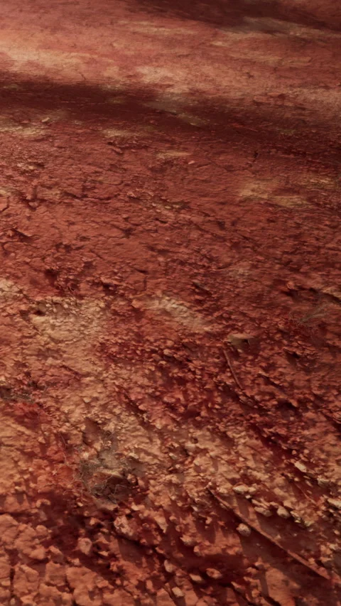 Red terrain on a planet with rocky surface and scattered textures Stock Footage 341246727