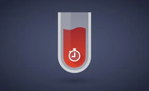 Red test tube icon with a timer Stock Illustration