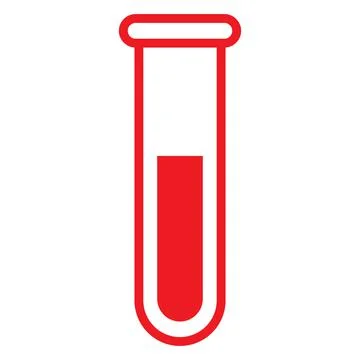 Red test tube vector icon isolated on white background Stock Illustration