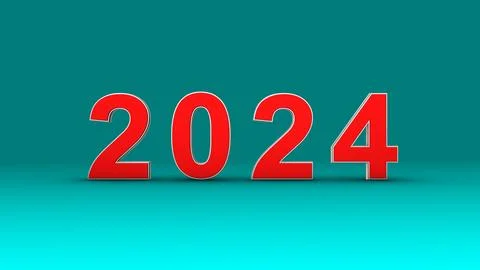 Red text 2024 on a cyan background Stock Illustration