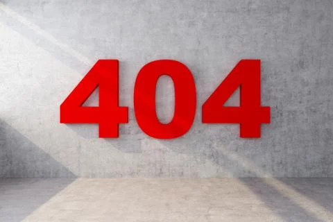 Red text 404 on concrete wall Stock Illustration