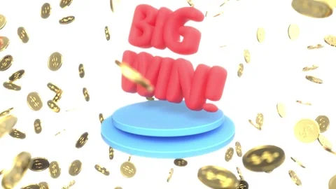 Red text Big Win gold coins on white bg able to loop endless Stock Footage 318965821