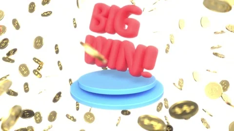 Red text big win gold coins on white bg Stock Footage 319695411