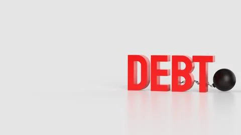 The red text Debt  for Business concept 3d rendering.. Stock Illustration