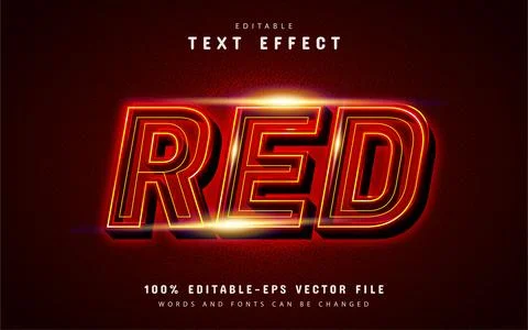 Red text effect neon style Stock Illustration