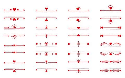 Red text frames thin line decor card set vector Stock Illustration