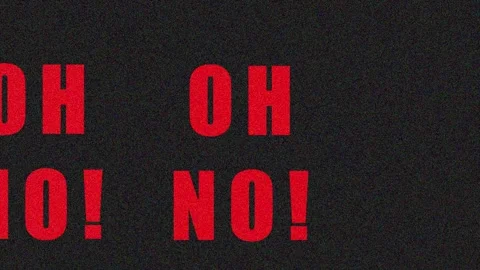Red Text OH NO! Repeated Over Black Background Cinematic Motion Video stock 343408680