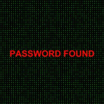 Red text password found flashing over a background of hundreds of binary di.. Stockillustratie