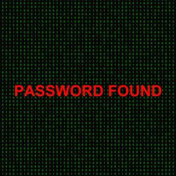 Red text password found flashing over background hundreds binary digits sym.. Stockillustratie