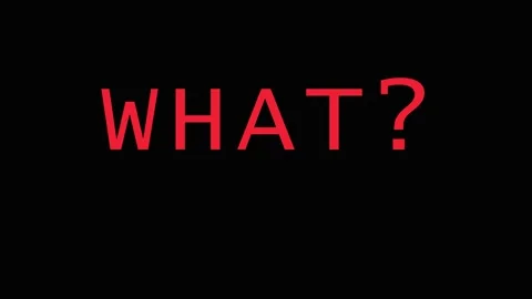 Red text WHAT on black background seamless loop motion graphic Video stock 343408503