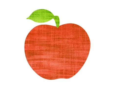 Red textile apple with green leaf isolated on white background Stockfoto's