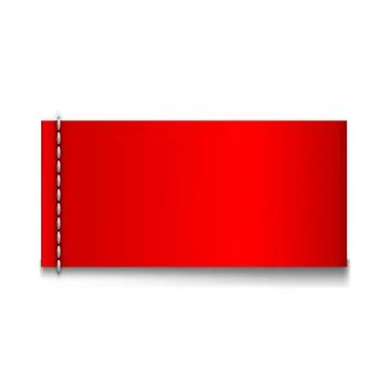 Red textile loop label sewn horizontally, vector realistic cloth fabric tag with Illustrazione stock