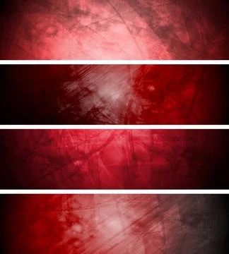 Red textural backgrounds set Red textural banners in grunge style. Vector ... 스톡 사진