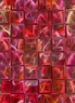 Red texture with protruding cubes.  Stock Illustration