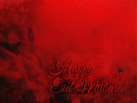 A red textured Eid Mubarak greeting card with elegant script typography and.. Stock Illustration