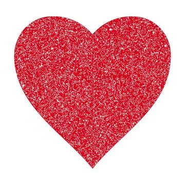 Red textured heart shape with speckled glitter pattern, heart glossy shiny Illustrazione stock