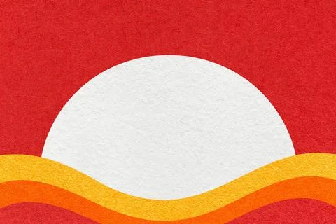 Red textured paper background with white circle for copy space and yellow, or Illustrazione stock