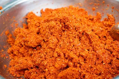 The red Thai curry paste with copy space Foto stock