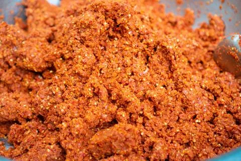 The red Thai curry paste with copy space Foto stock