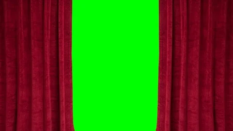 Red theater curtain opening on green screen Stock Footage